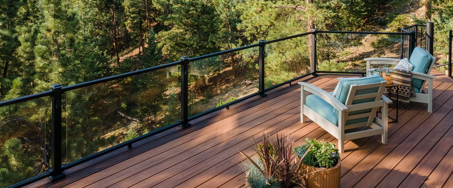 Trex Signature Glass Railing with mountain views